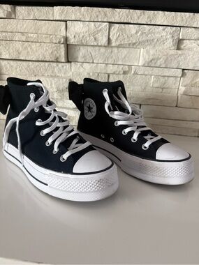 Converse Black and White All Star Lift Platform Bows